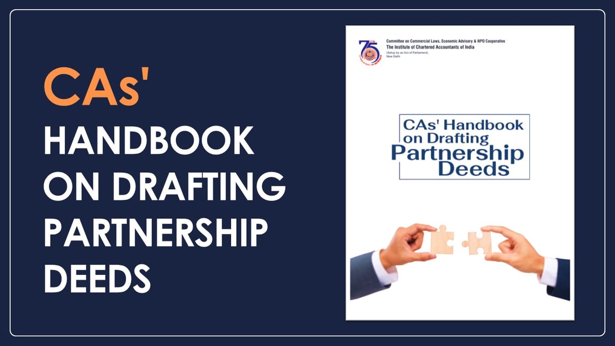 ICAI releases Handbook on Drafting Partnership Deeds