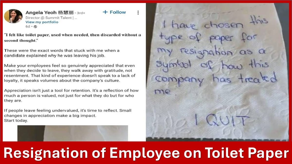 Resignation of Employee on Toilet Paper Creates Online Debate