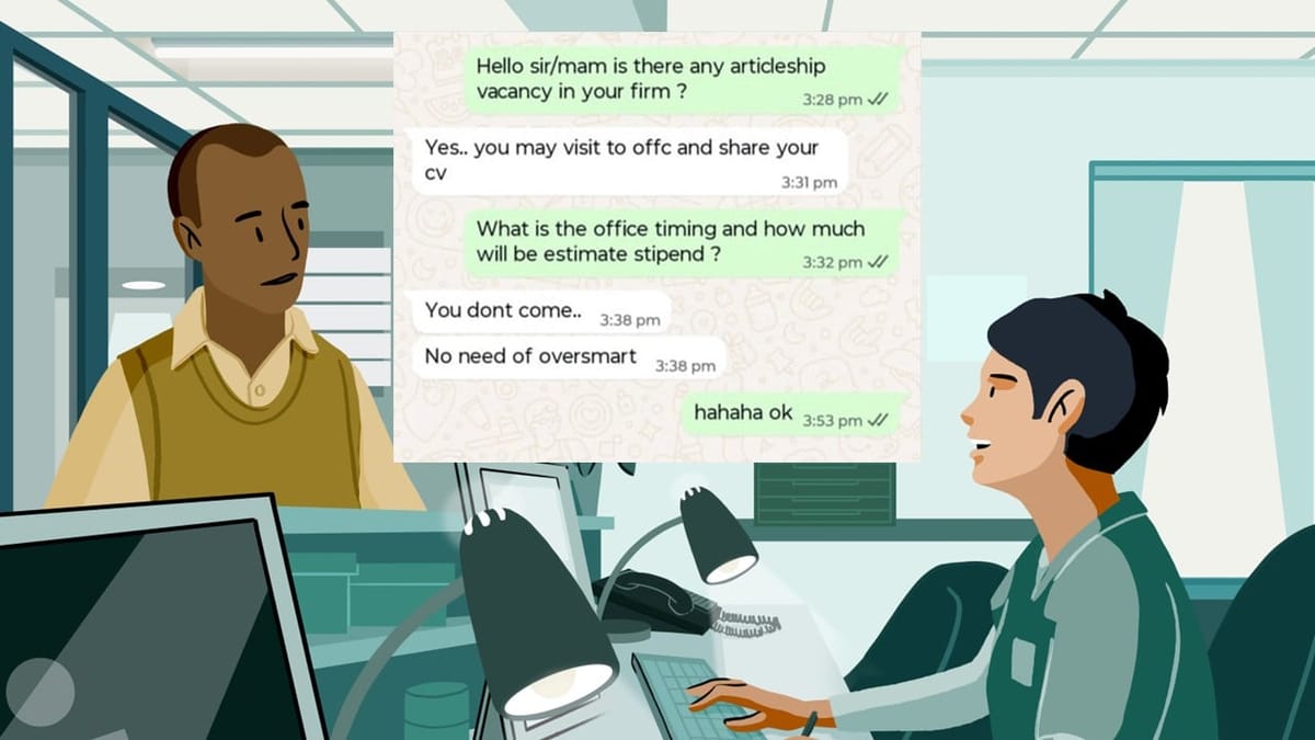 CA firm calls CA student “oversmart” for asking about work hours and stipend: Social Media Reacts