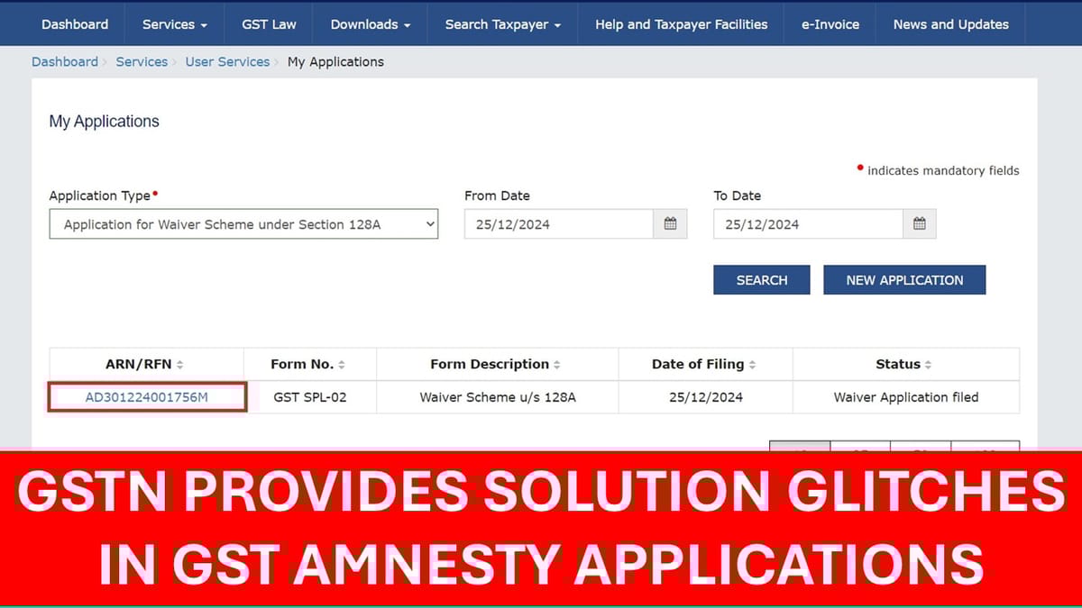 GSTN Advises alternative route of manual entry to resolve difficulties in filing Amnesty Applications
