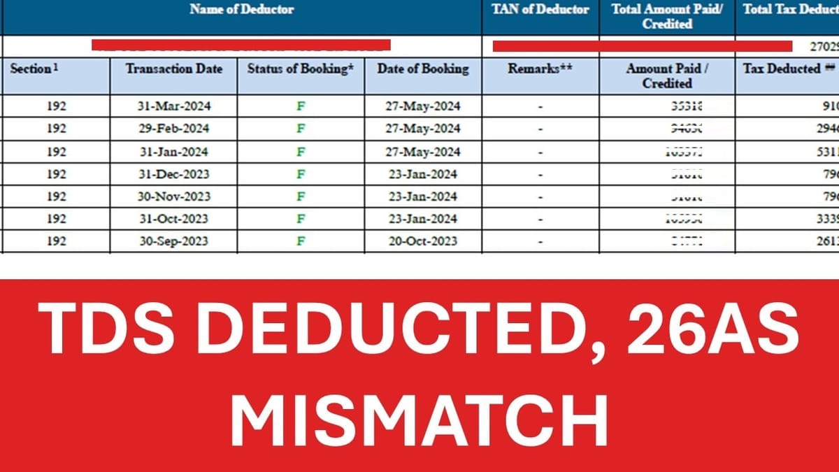 TDS Discrepancy: Rs. 1 Lakh Deducted by Employer, Only Rs. 10,000 Reflected in 26AS