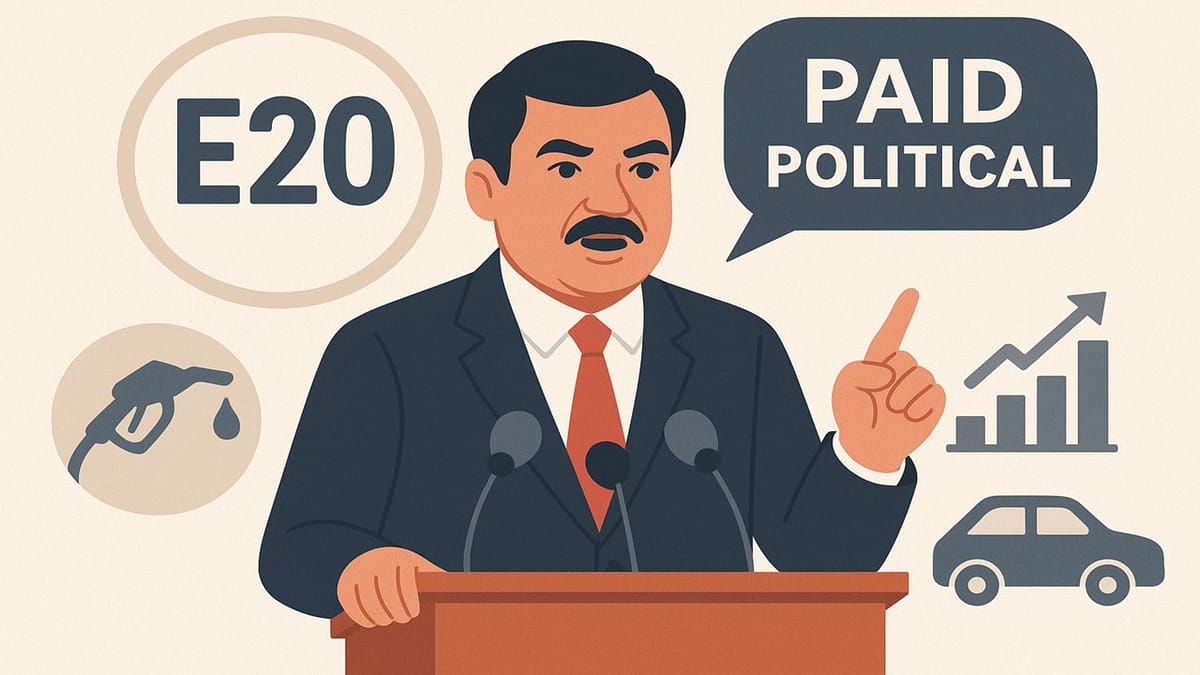 Nitin Gadkari Calls Campaign Against E20 Programme Paid and Political