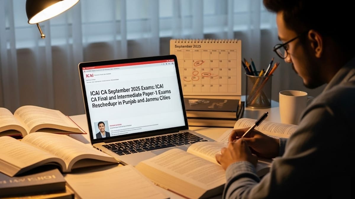 ICAI CA September 2025 Exams: ICAI CA Final and Intermediate Paper-1 Exams Rescheduled in Punjab and Jammu Cities