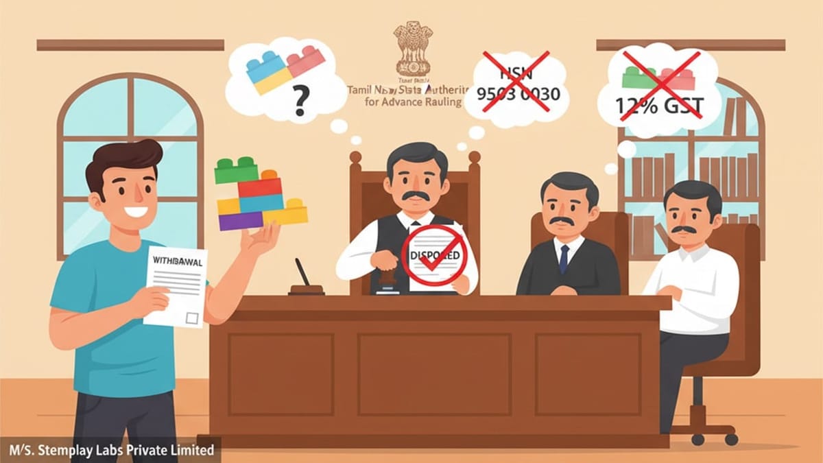 Tamil Nadu AAR Allows Withdrawal of Advance Ruling on GST Classification of Toys