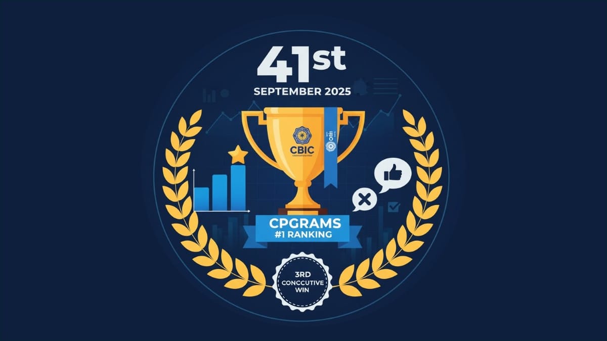 CBIC Secures First Place in CPGRAMS Performance Report for September 2025