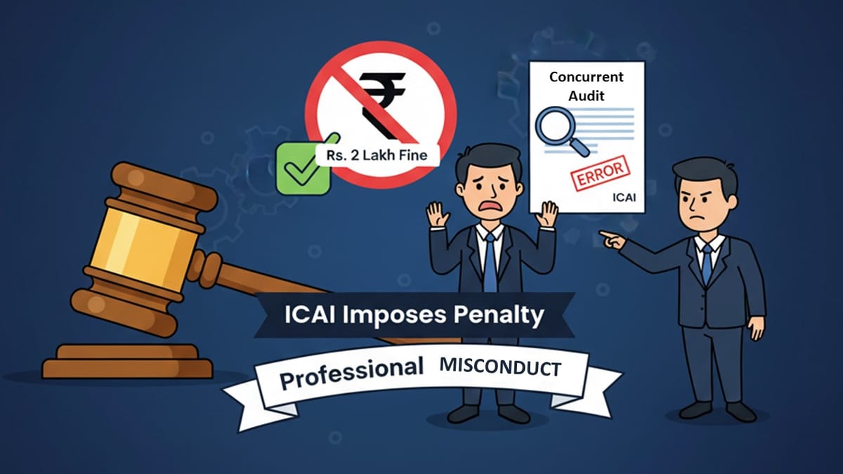 ICAI Imposes Rs. 2 Lakh Fine on Chartered Accountant for Professional Misconduct in Concurrent Audit