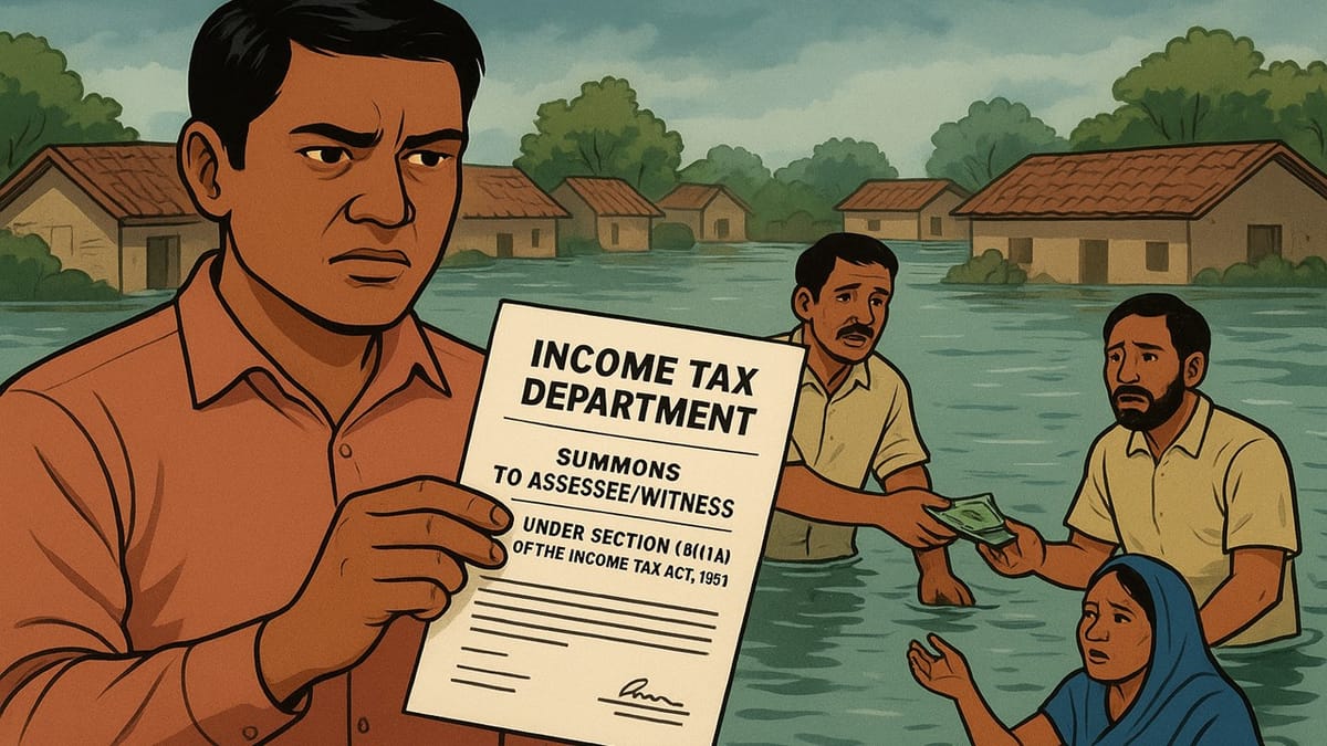 Income Tax Dept. Summons an Individual for Distributing Relief Funds to Flood-Affected Villagers