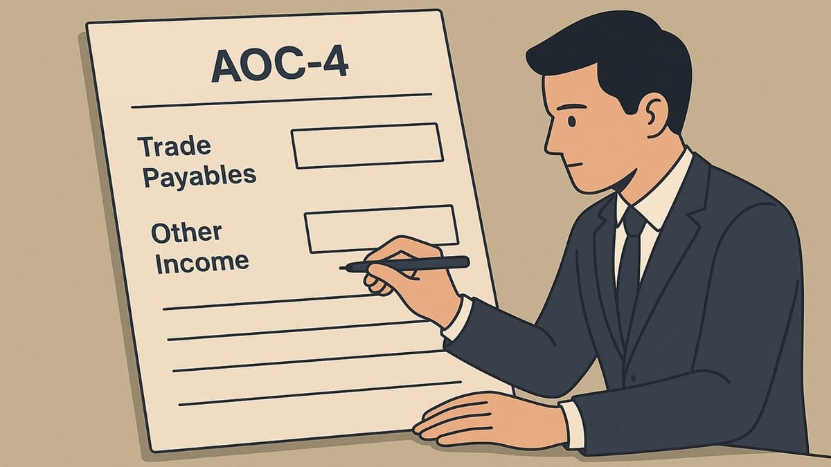 Manual Entry Required for ‘Trade Payables’ and ‘Other Income’ in Form AOC-4