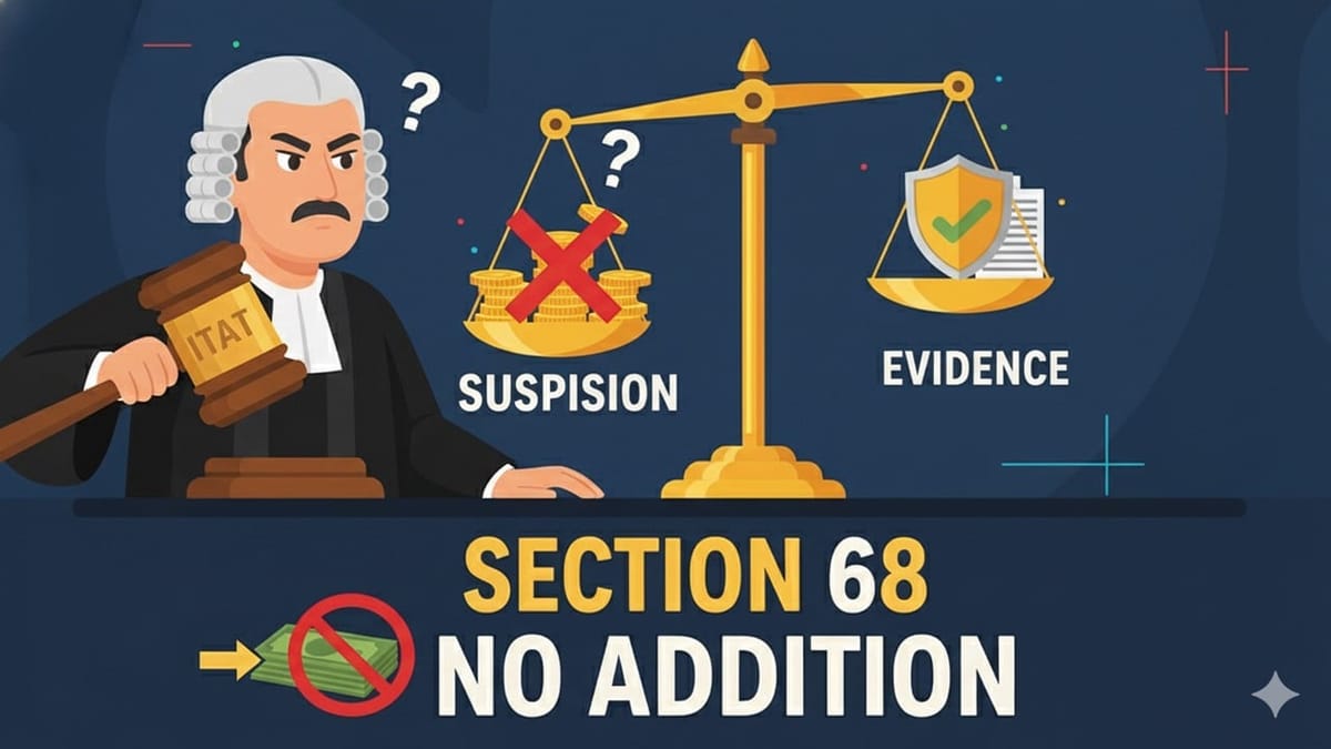 Assessing Officer Cannot Make Addition u/s 68 Based Solely on Suspicion: ITAT