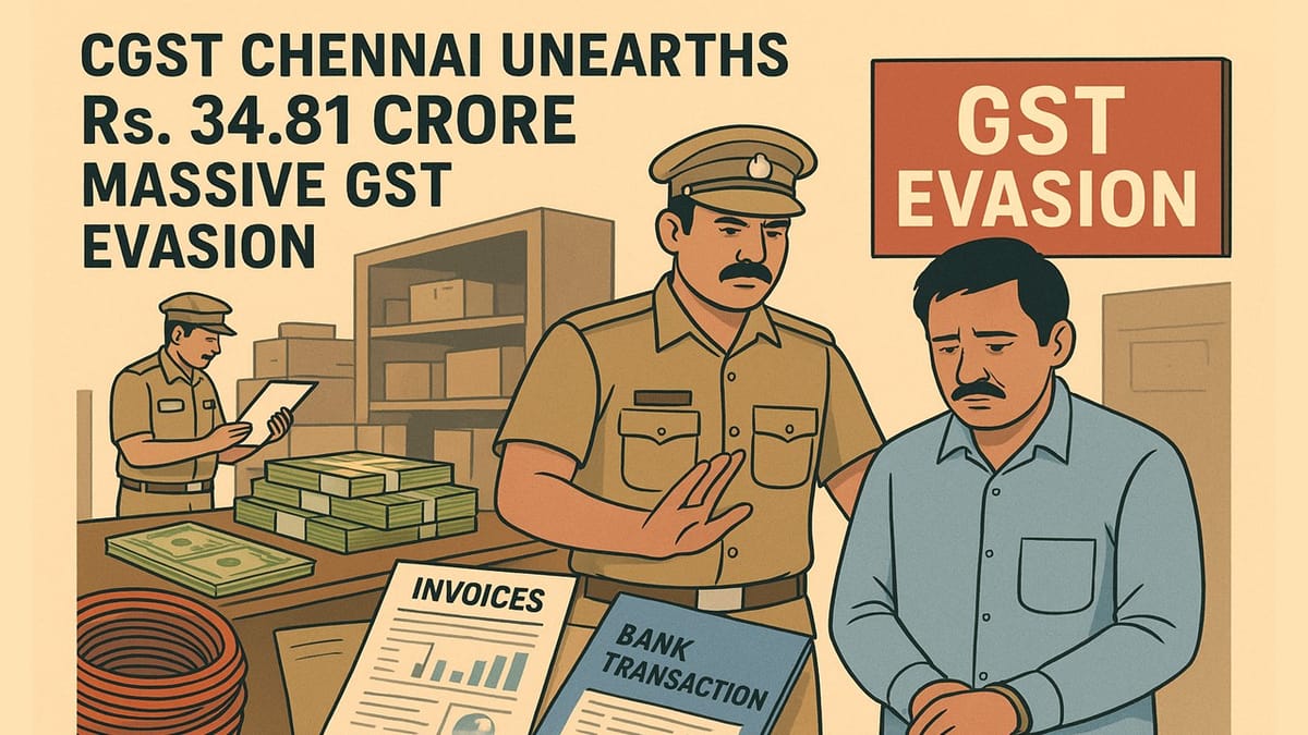 CGST Chennai Unearths Rs. 34.81 Crore Massive GST Evasion; Copper Firm MD Arrested