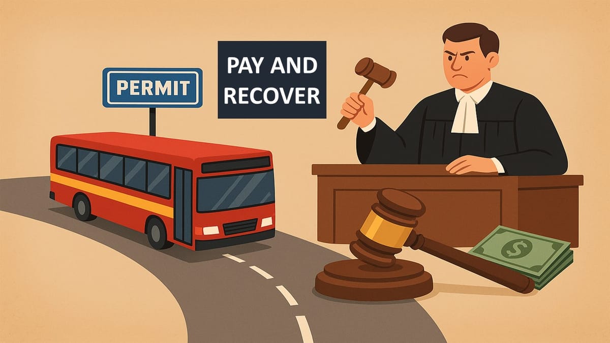Supreme Court Upholds “Pay and Recover” Principle Where Bus Deviated From Permit Route