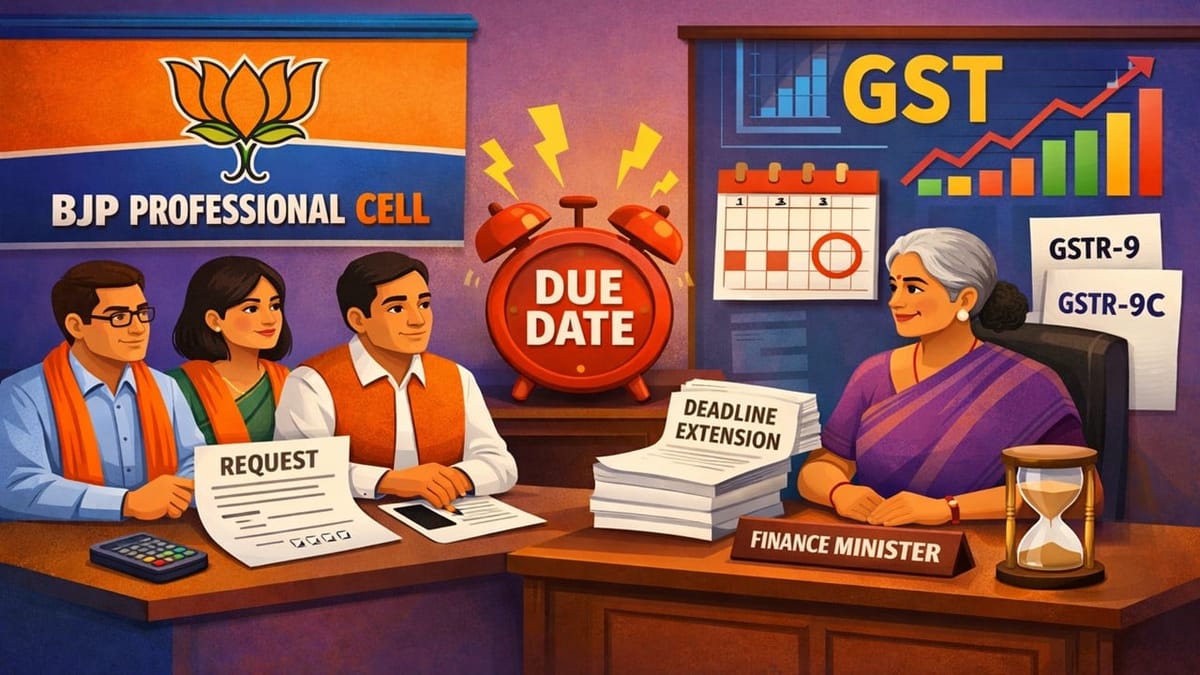 BJP Professional Cell Requests Finance Minister to Extend GSTR-9 and 9C Filing Deadline
