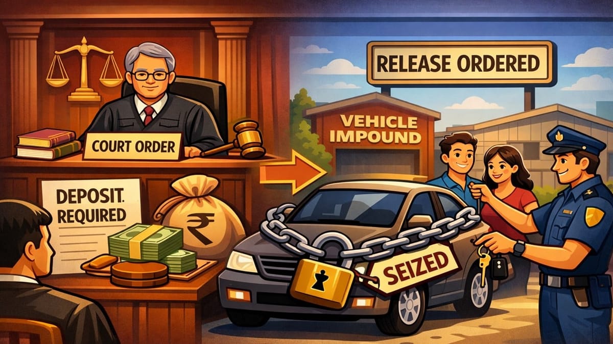 HC: Seized Vehicle Ordered to Be Released on Deposit as Prolonged Detention Serves No Purpose