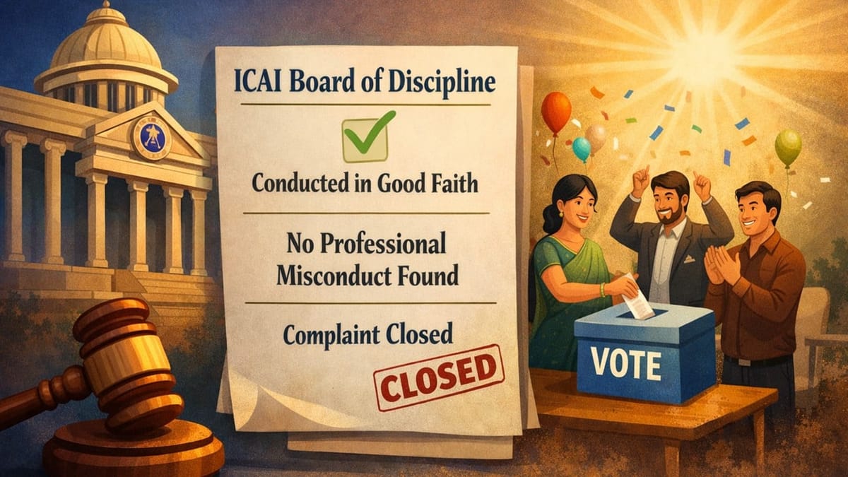 ICAI Board of Discipline Dismisses Allegations of Election Misconduct Against Chartered Accountant