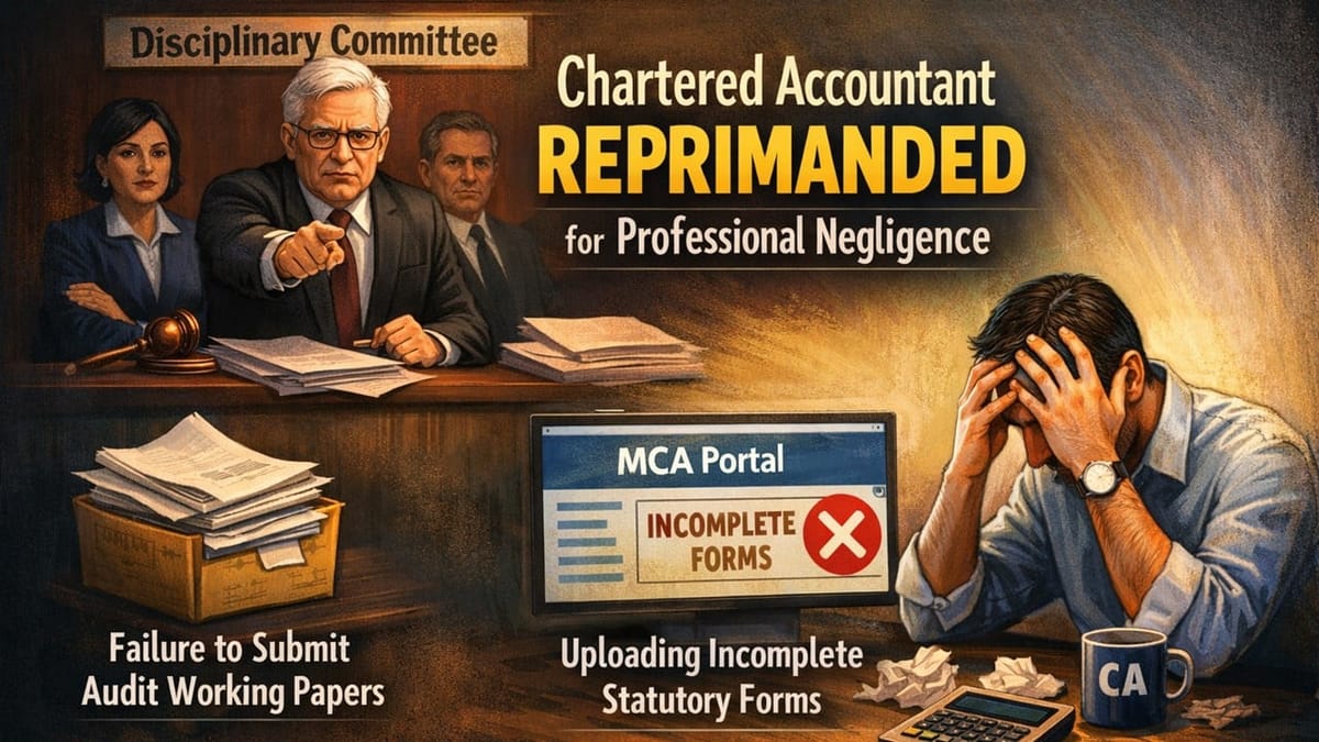ICAI Reprimands CA for Audit Lapses and Incomplete MCA Filings, Held Guilty for Professional Misconduct