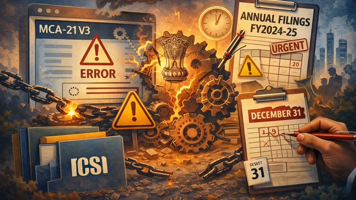 ICSI Urges MCA to Extend FY2024-25 Annual Filing Deadline Amid MCA-21 V3 Portal Glitches