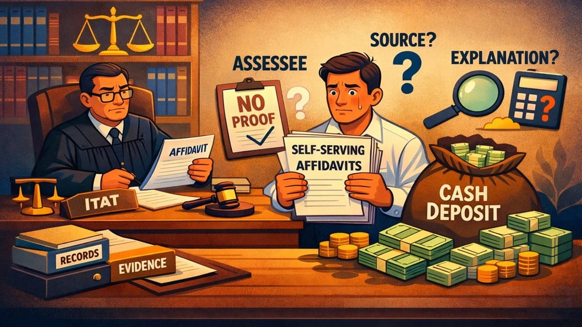Just Filing Self-Serving Affidavits Without Supporting Evidence Does Not Discharge Assessee’s Onus to Explain Source of Cash Deposit: ITAT