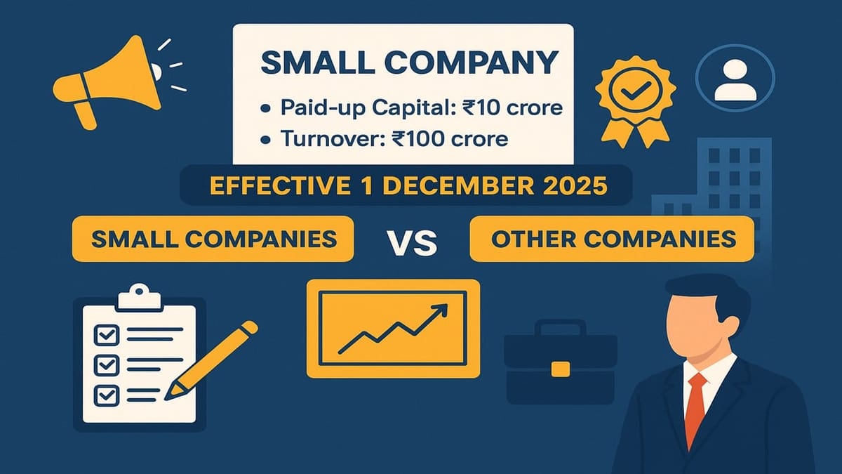 MCA Breaking: Definition of quot Small Company quot Revised New Limits