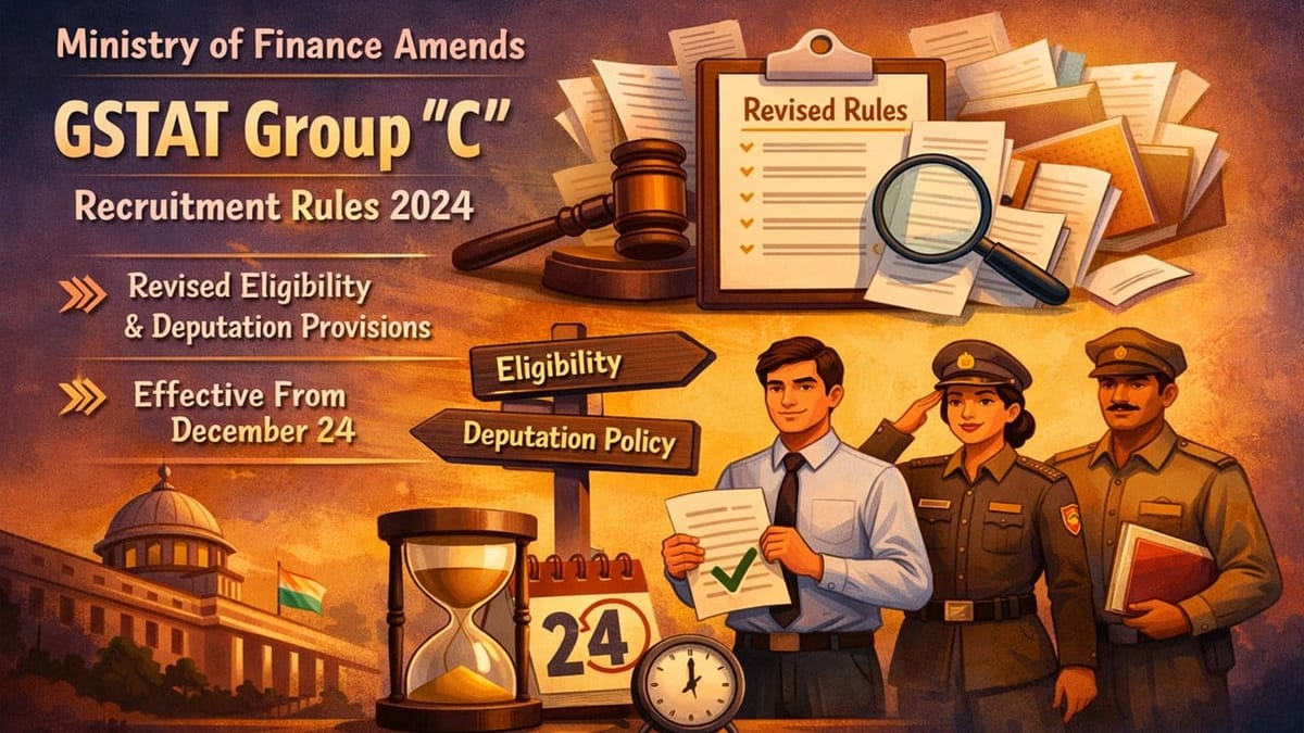 MoF Amends GST Appellate Tribunal Group “C” Recruitment Rules 2024, Effective Dec 24, 2025