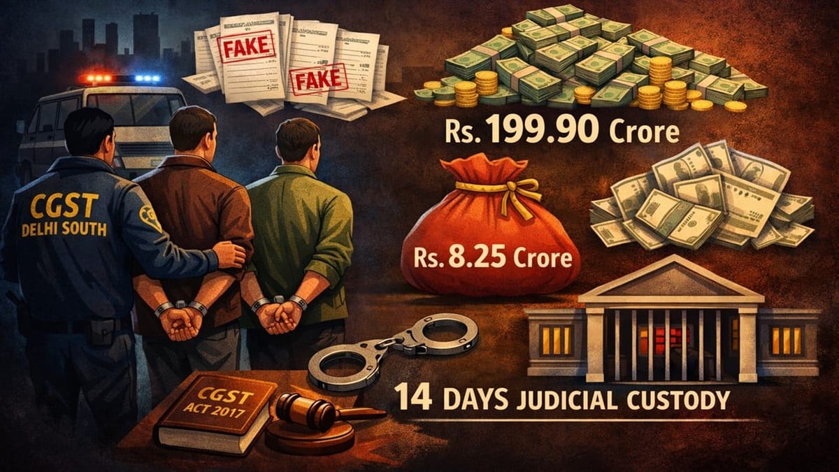 CGST Delhi South Unearths Rs. 8.25 Crore Fake ITC Racket, Two Arrested and Sent to Custody