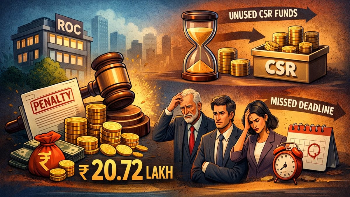 Failure to Spend CSR Funds Leads to Over Rs. 20 Lakh Penalty on Company and Directors