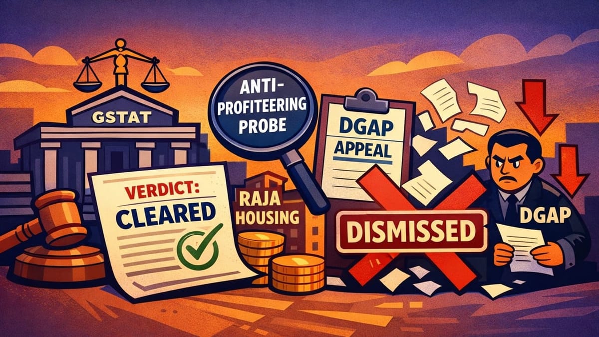 GSTAT Clears Raja Housing of Anti-Profiteering Charges; DGAP Appeal Fails