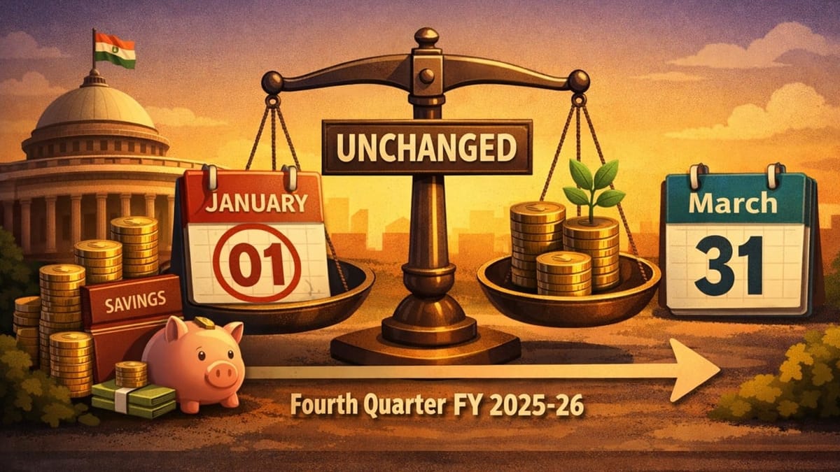 Govt Clarifies No Change in Interest Rates of Small Savings Schemes for Fourth Quarter of FY 2025-26