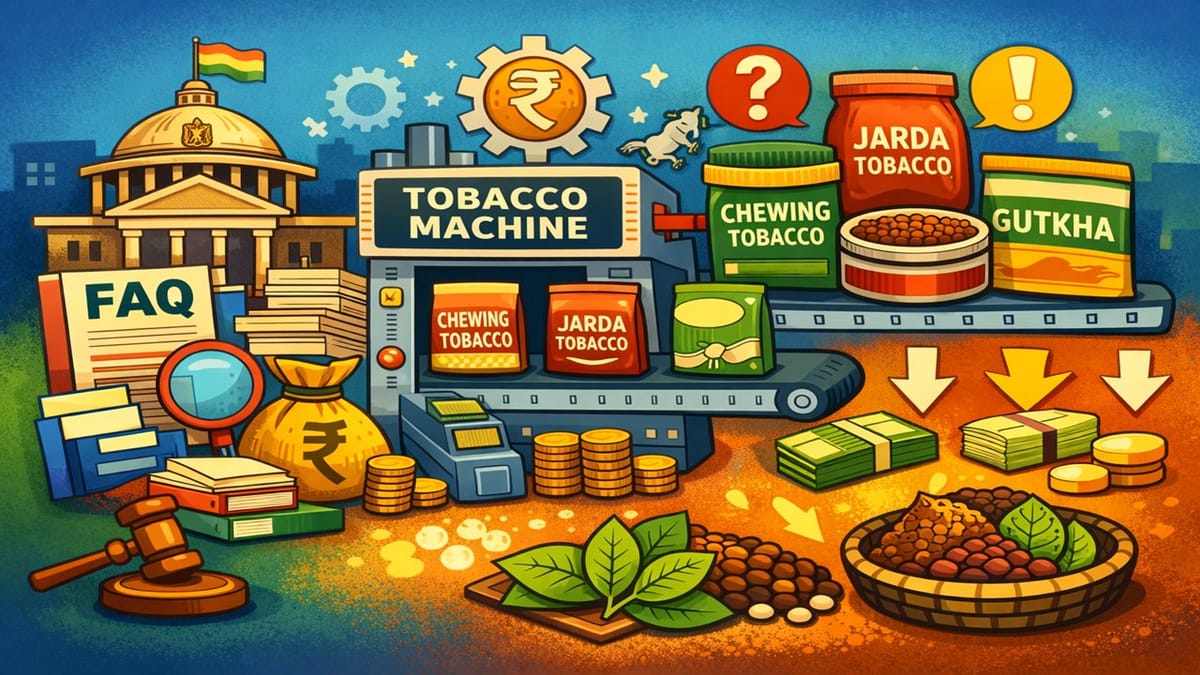Government Releases FAQ on Machine-Based Levy for Chewing Tobacco, Jarda Scented Tobacco, and Gutkha