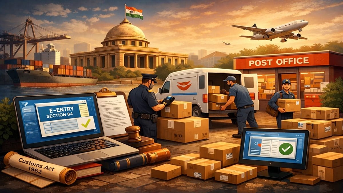 Govt Amends Customs Notification on Electronic Entry under Section 84 for Exports by Post