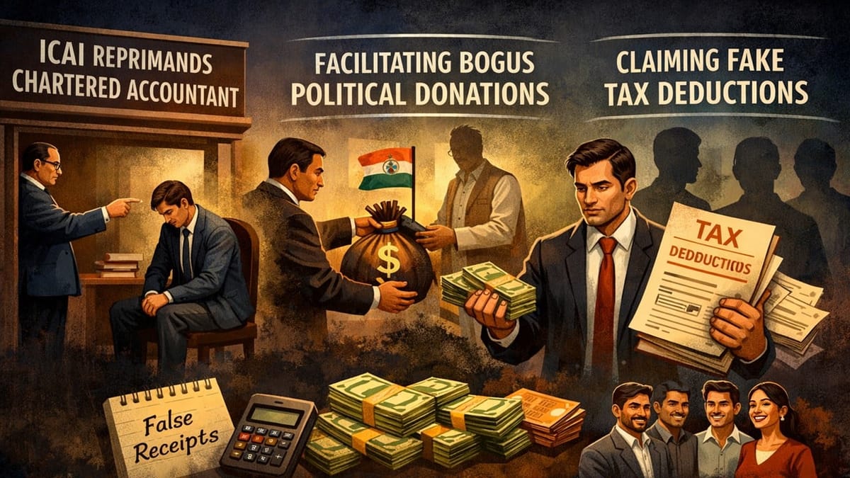 ICAI Board of Discipline Reprimands CA for Facilitating Bogus Political Donations and Tax Evasion