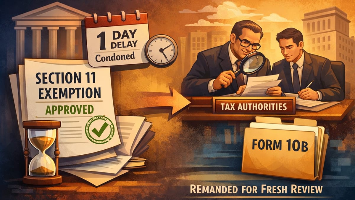 ITAT Delhi Restores Section 11 Exemption Case After One-Day Form 10B Delay Is Condoned