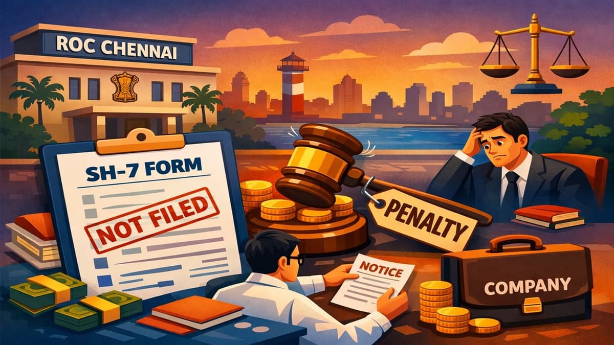 ROC Chennai Imposes Penalty on Company for Non-Filing of Form SH-7