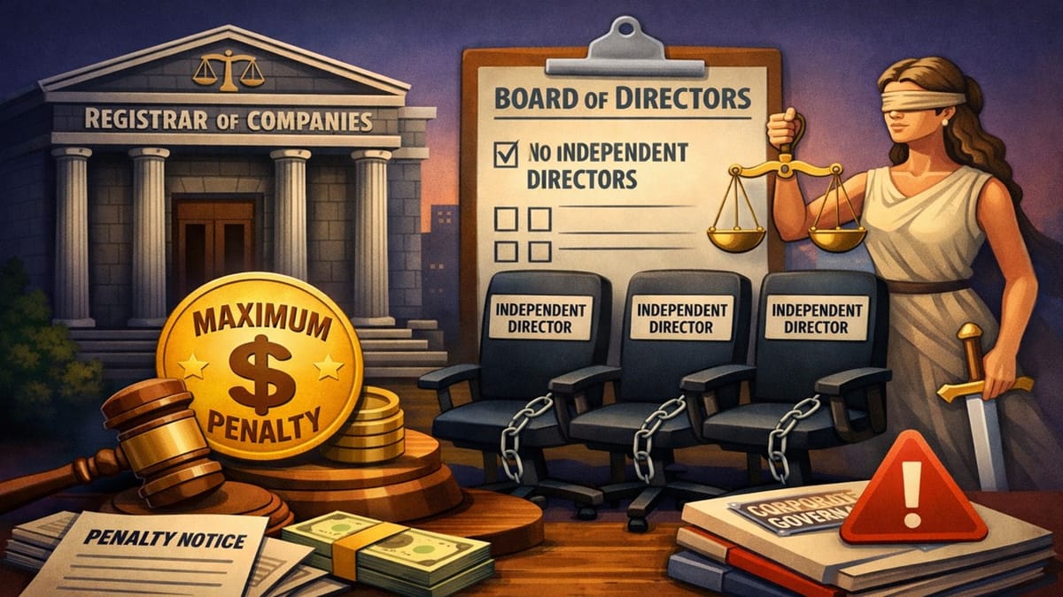 Registrar of Companies Imposes Maximum Penalty for Long-Standing Failure to Appoint Independent Directors