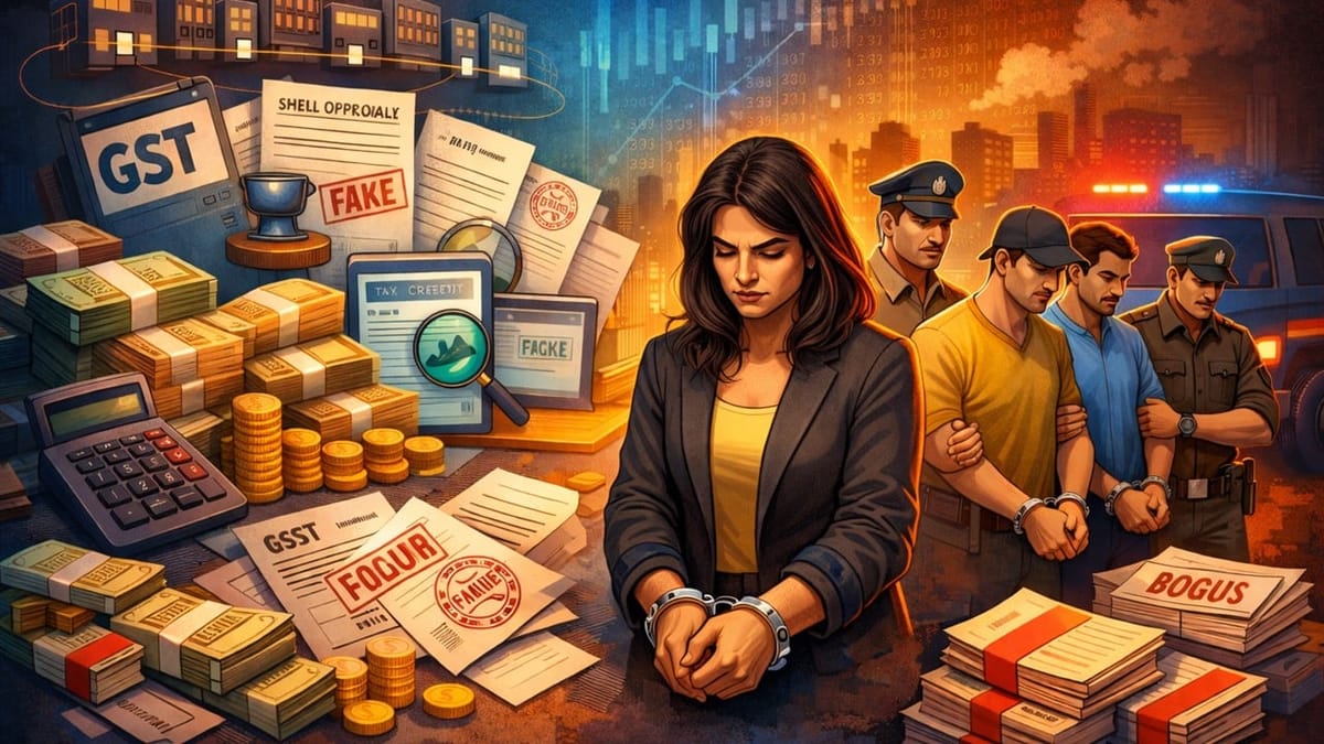 10th-Grade Dropout Woman Masterminds Rs.2.75 Crore GST Fraud Using 16 Shell Firms; Four Arrested