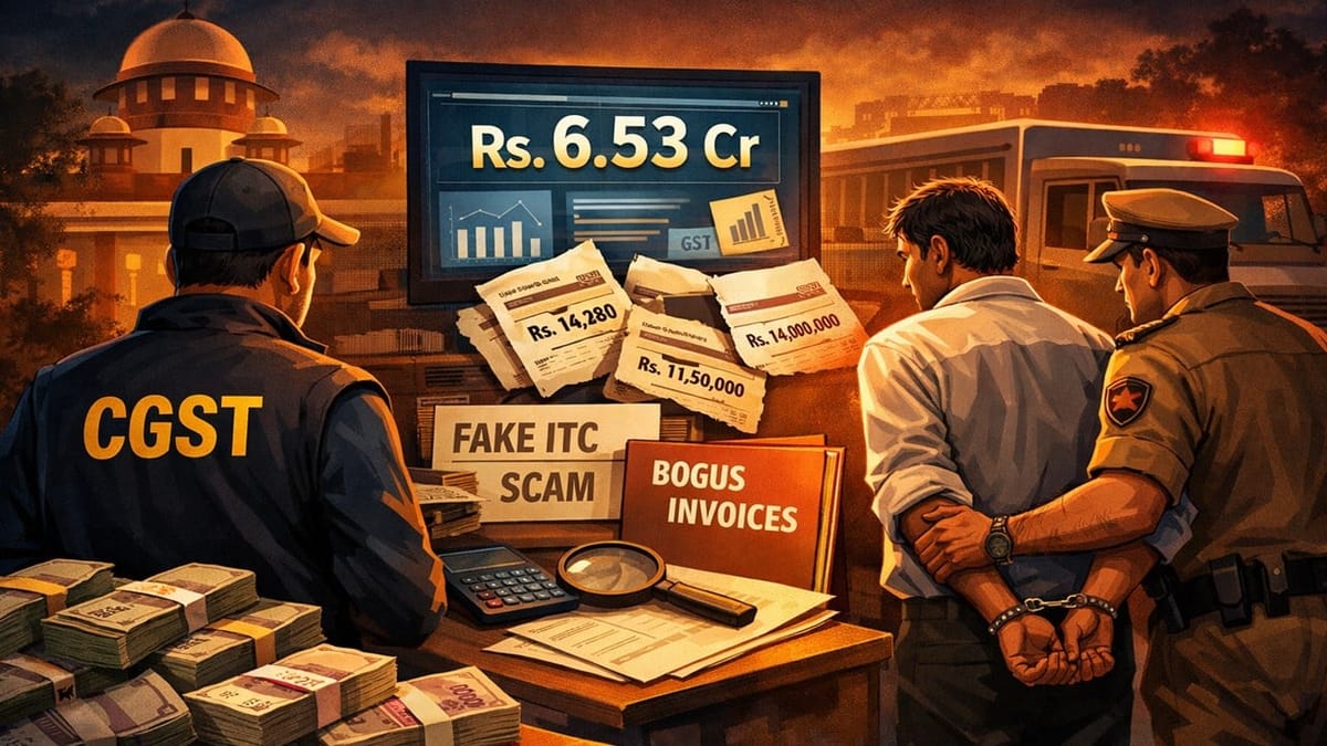 CGST Delhi Busts Rs. 6.53 Crore Fake ITC Scam; Director Arrested Over Bogus Rs. 36.28 Crore Invoices