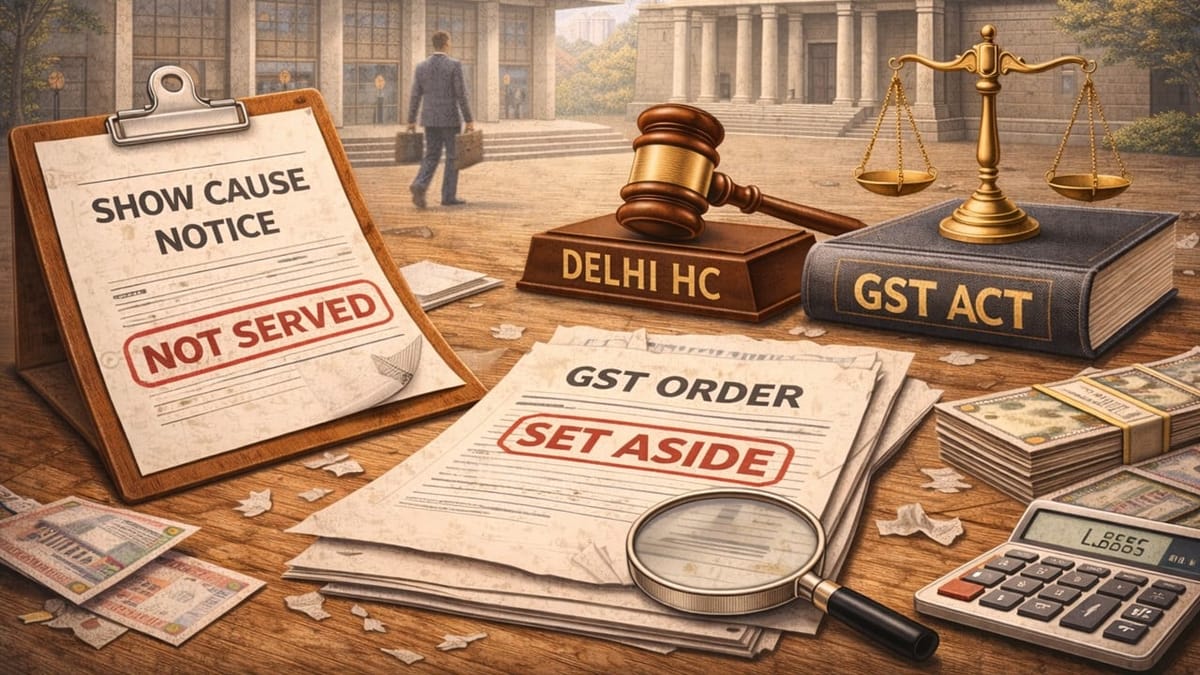 Delhi HC sets aside GST order passed without proper service of show cause notice