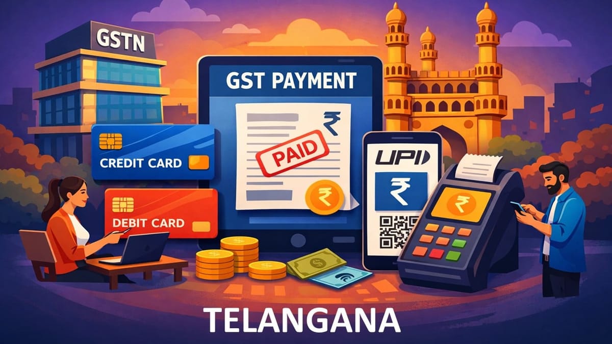 GSTN Enables GST Payment Using Credit Card, Debit Card and UPI in Telangana