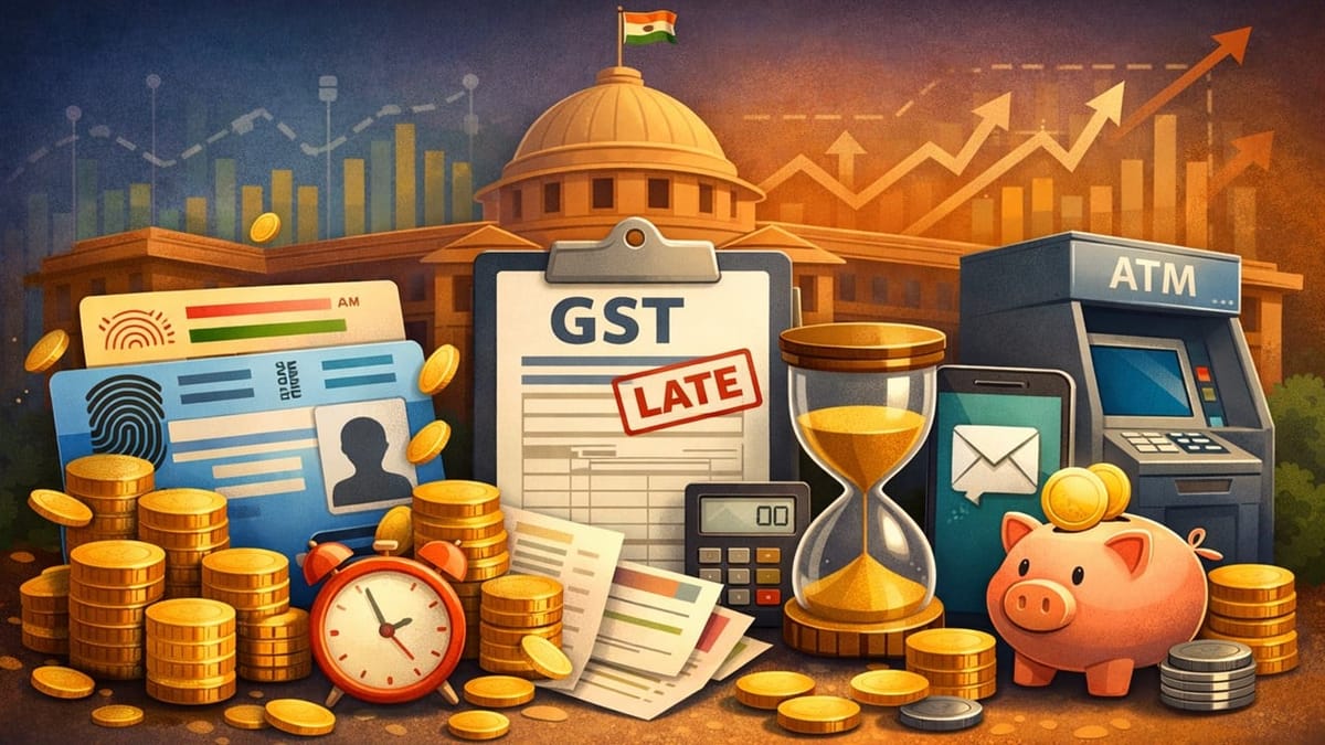 Govt Discloses Data on Aadhaar-PAN Fines, GST Return Filing Delays and Bank Service Charges