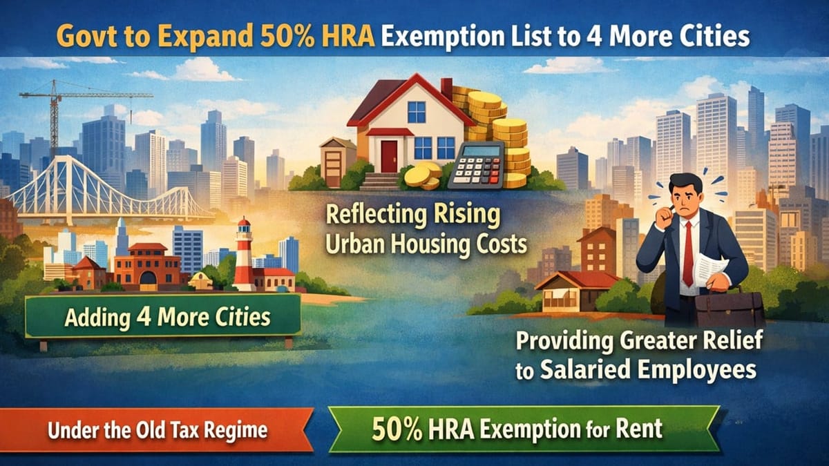 Income Tax HRA Exemption: Government expands Number of cities for 50% Deduction