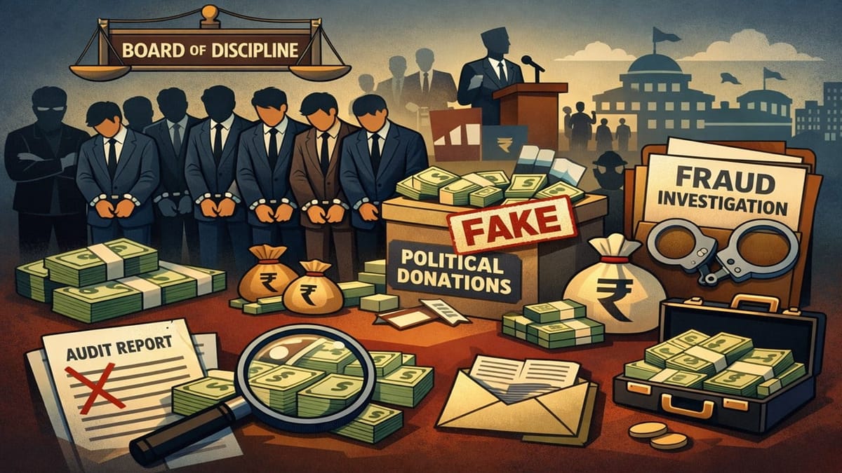 ICAI Board of Discipline Reprimands 11 Chartered Accountants for Role in Fake Political Donation Fraud