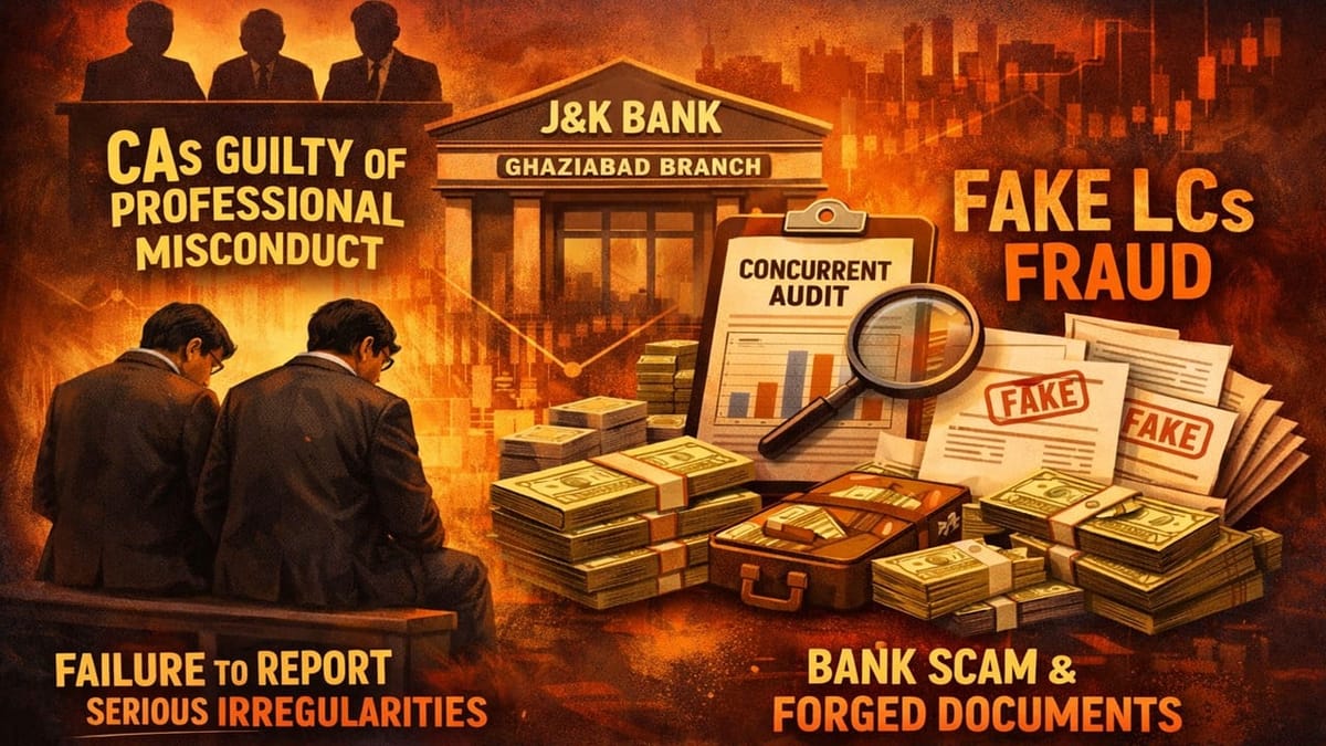 ICAI Disciplinary Committee Holds CAs Guilty in J&K Bank Ghaziabad Branch Concurrent Audit Fraud Case