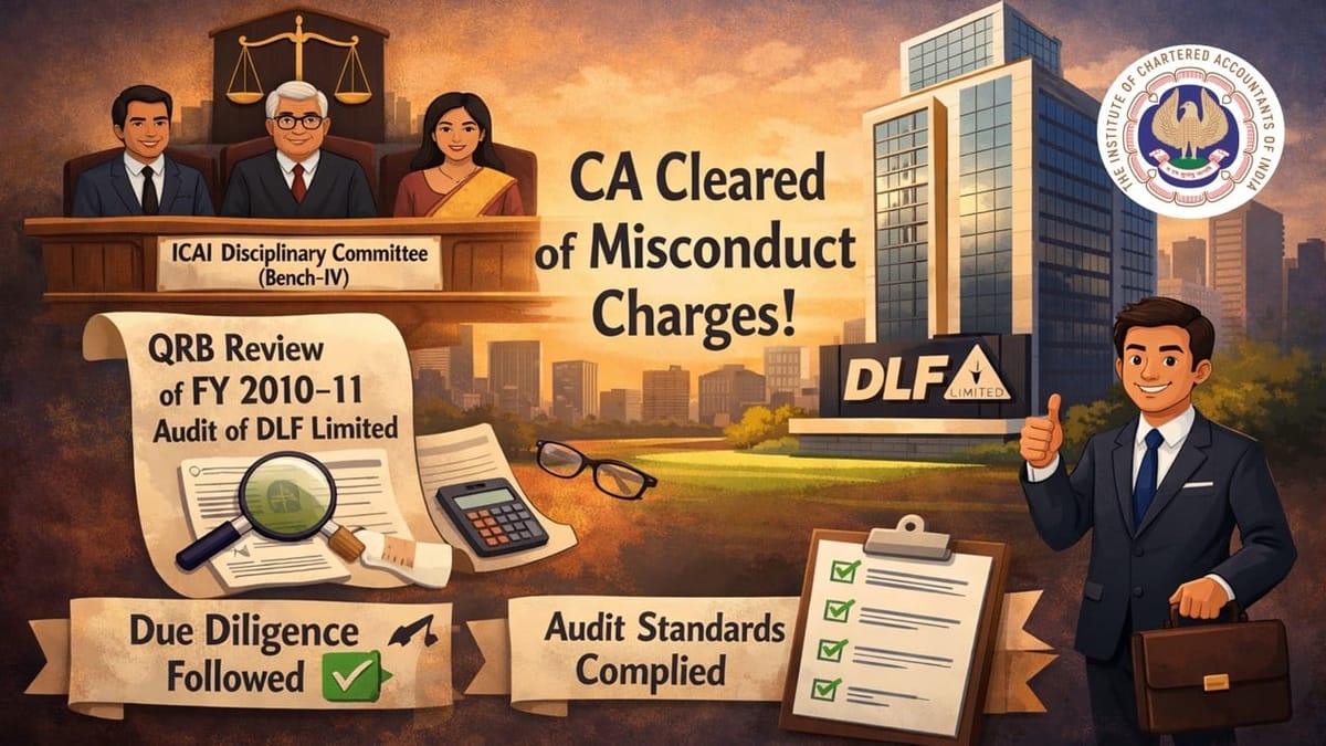ICAI Drops Disciplinary Charges Against CA in DLF Audit Case, Rejects QRB-Based Misconduct Allegations