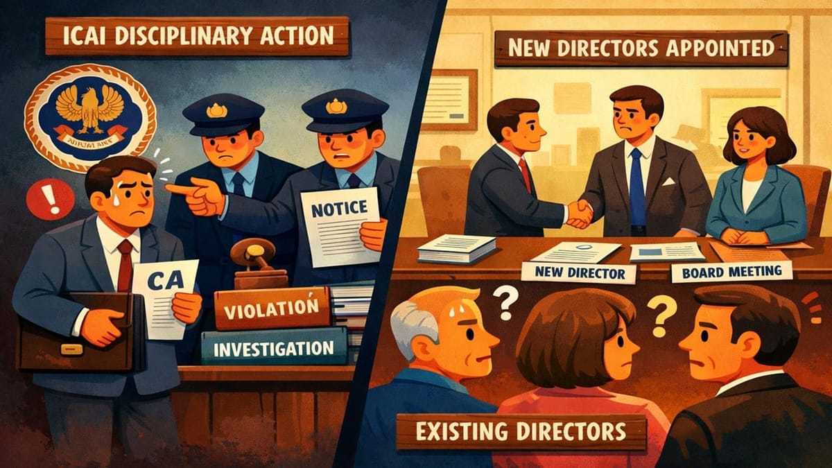 ICAI Reprimands CA for Appointing New Directors Without Obtaining Consent from Existing Directors