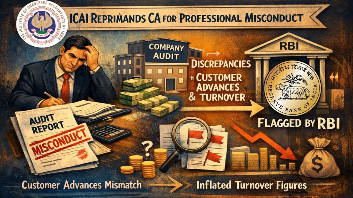 ICAI Reprimands CA for Audit Lapses in ‘Customer Advances’ Case; Held Guilty for Professional Misconduct