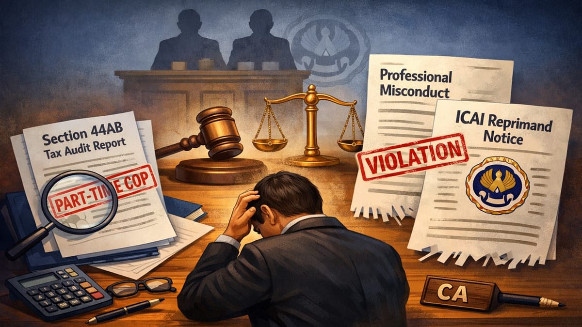 ICAI Reprimands CA for Conducting Tax Audits While Holding Part-Time COP