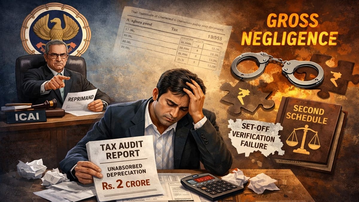 ICAI Reprimands CA for Wrongly Certifying Unabsorbed Depreciation in Tax Audit Report