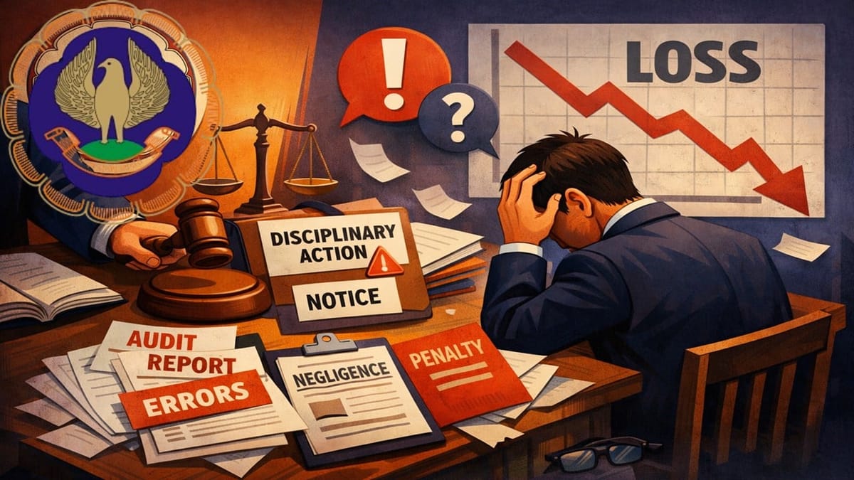 ICAI Reprimands Chartered Accountant for Audit Reporting Lapses