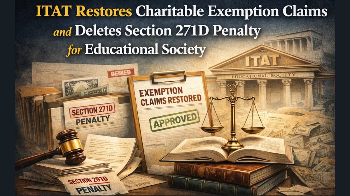 ITAT Restores Charitable Exemption Claims and Deletes Section 271D Penalty for Educational Society