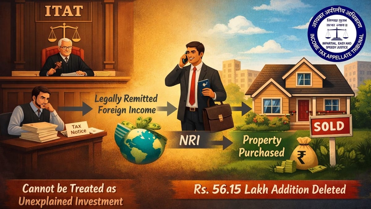 ITAT Relief: Overseas Earnings Legally Remitted Cannot Be Treated as Unexplained Investment