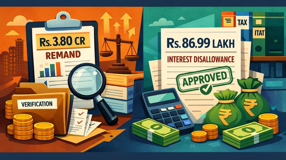 ITAT Remands Rs. 3.80 Cr Addition for Fresh Verification; Upholds Deletion of Rs. 86.99 Lakh Interest Disallowance